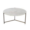 Cocktail Table With Brass Inlay & Iron Base – White Marble