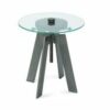 Iron Gear Side Table With Glass Top