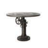 Iron Adjustable Height Pub Table With Wooden Top